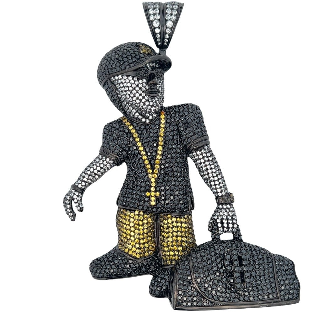 1 of 1 Custom Man Money Bag CZ Iced Out Pendant