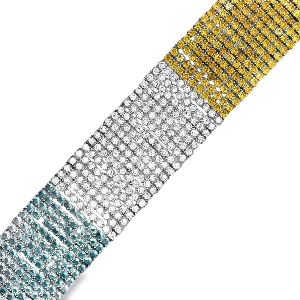 10 Row 3 Color CZ Tennis Bracelet