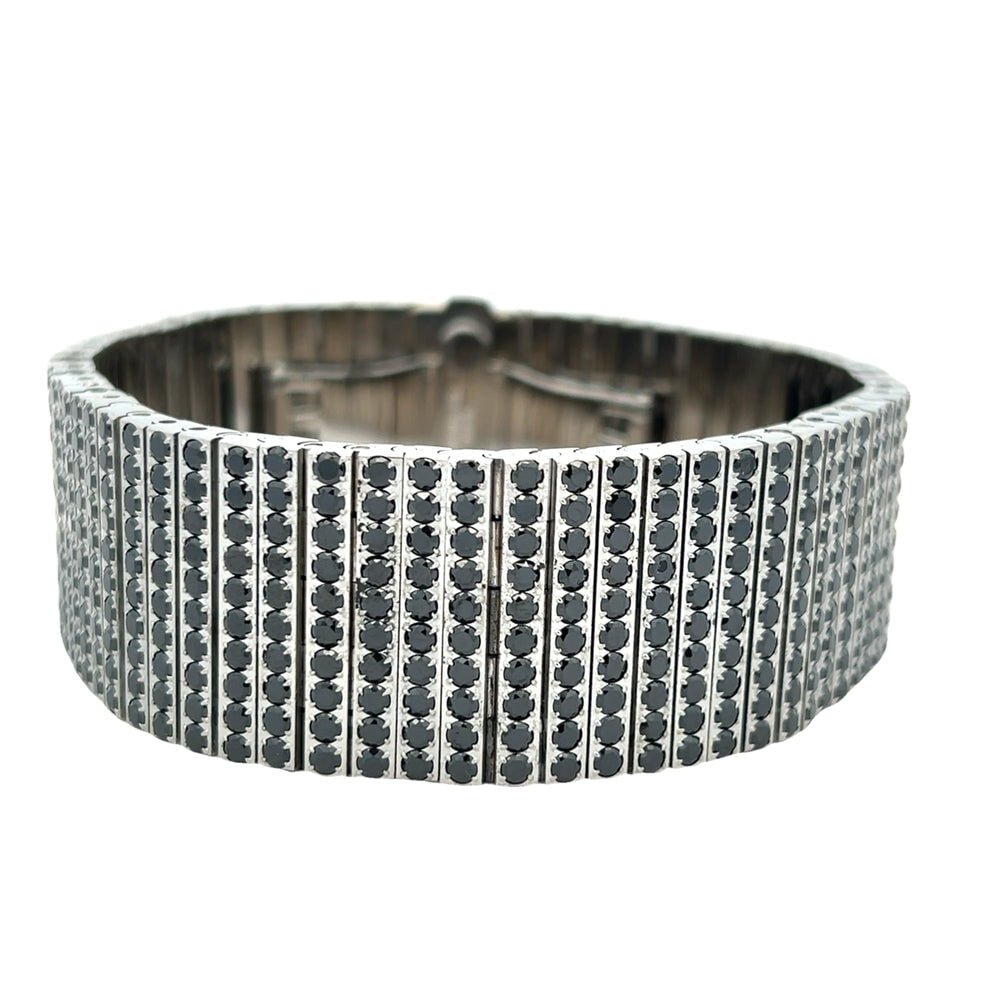 10 Row Black CZ Iced Out Bracelet Stainless Steel
