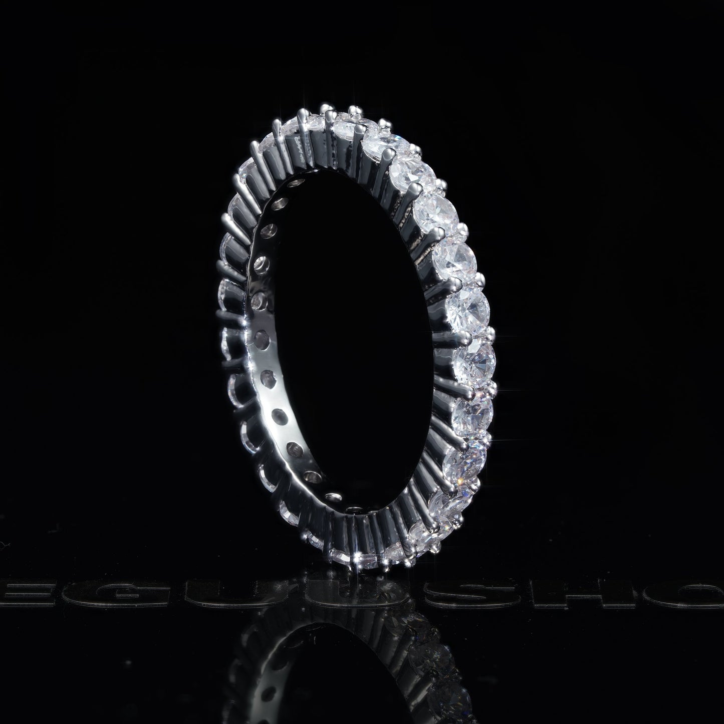2mm Iced CZ Ripple Micro-inlay Ring