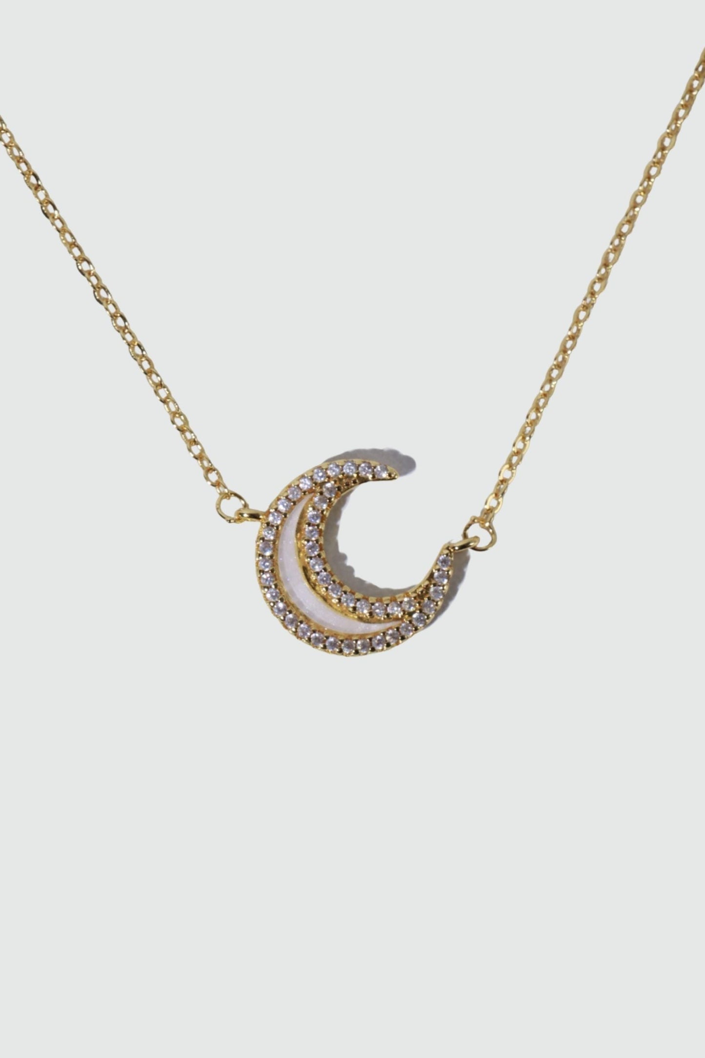 18K Real Gold Plated Diamond Shell Moon Necklace