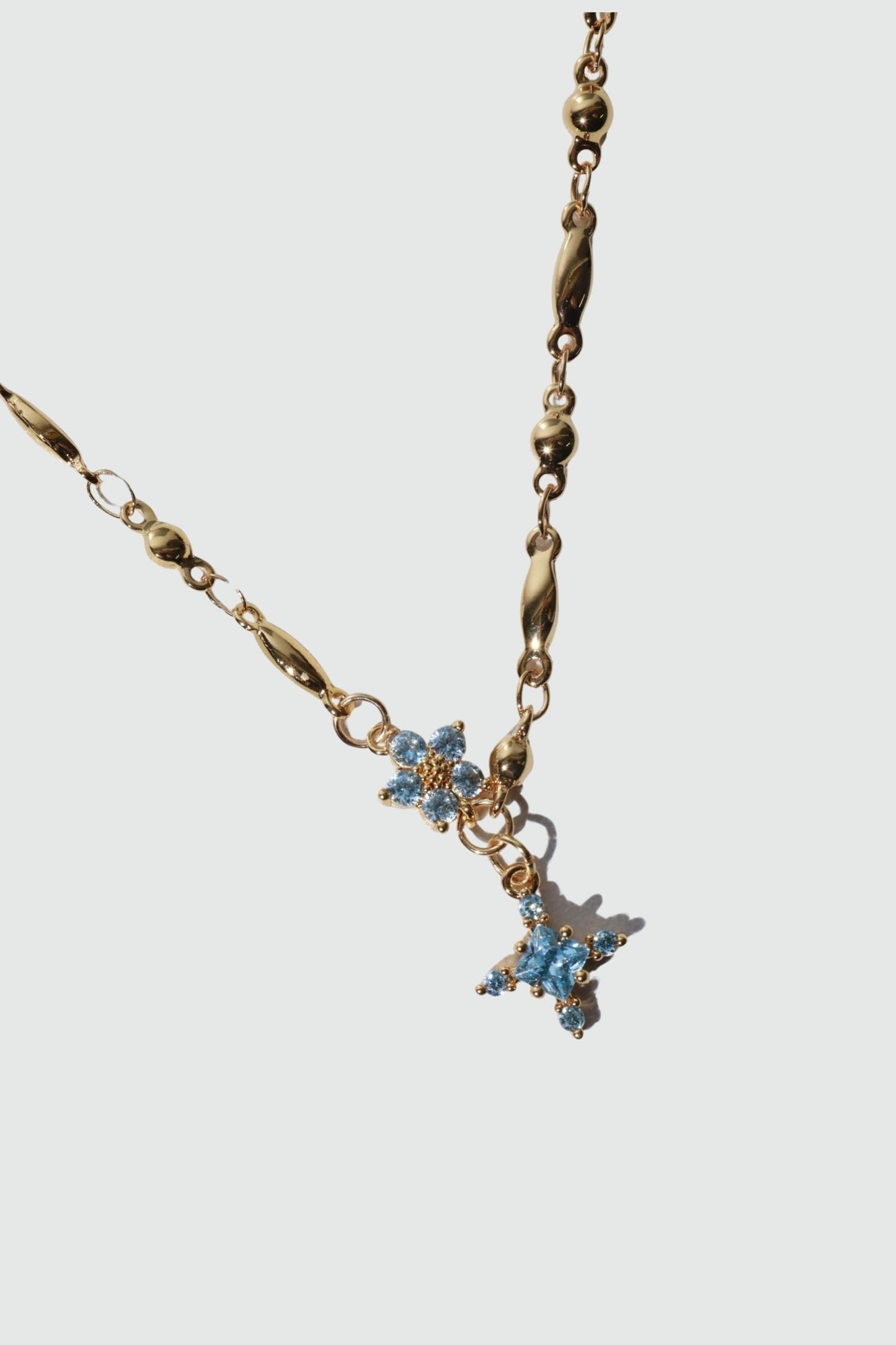 18K Real Gold Plated Topaz Starlight Cross Necklace