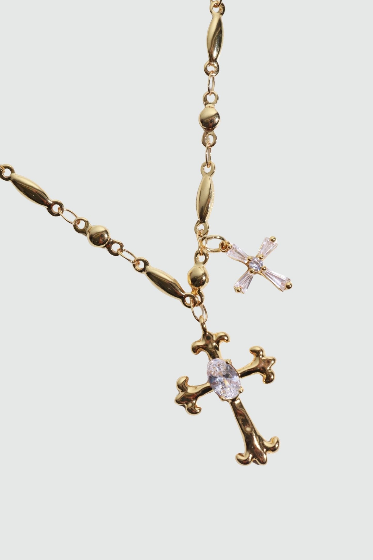 18K Real Gold Plated Double Cross Starlet Necklace