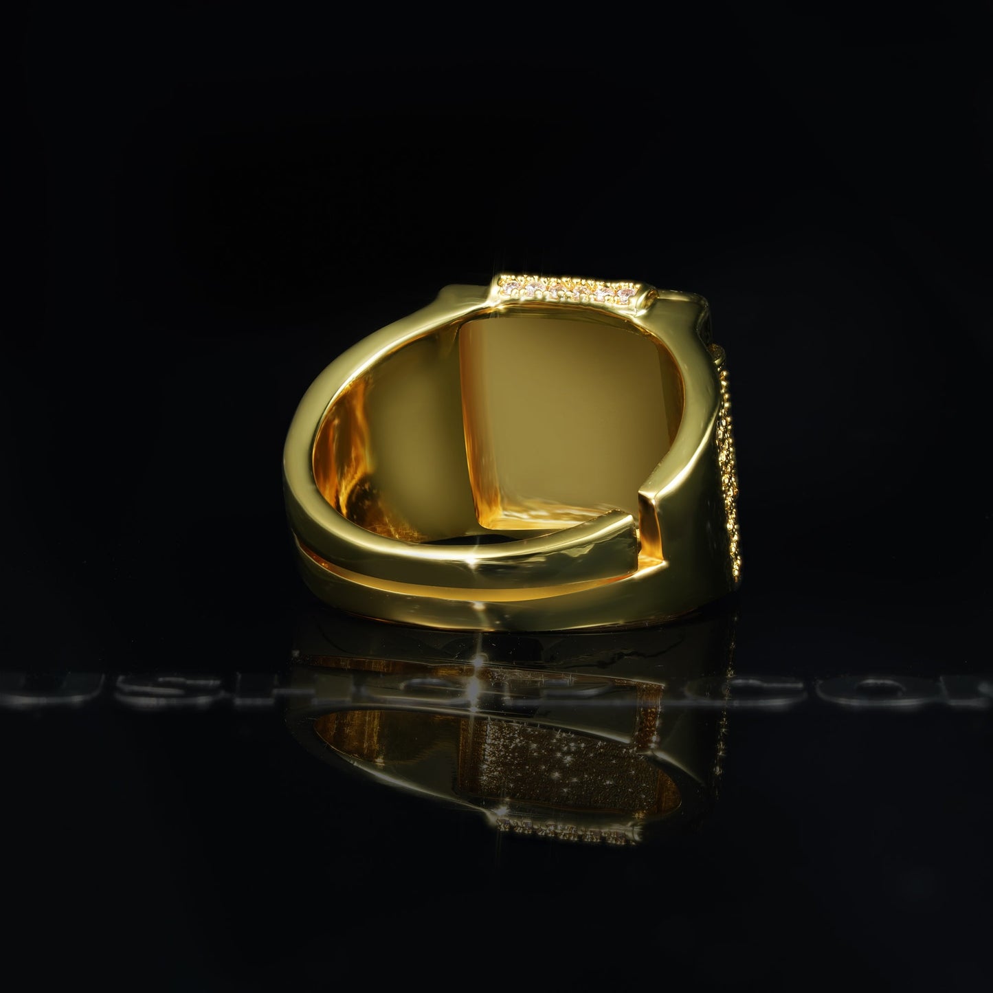 18k White & Yellow Gold-Plated CZ Hip Hop Ring