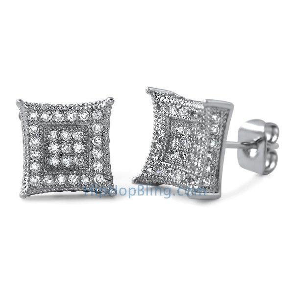 3D Box Kite L CZ Micro Pave Earrings