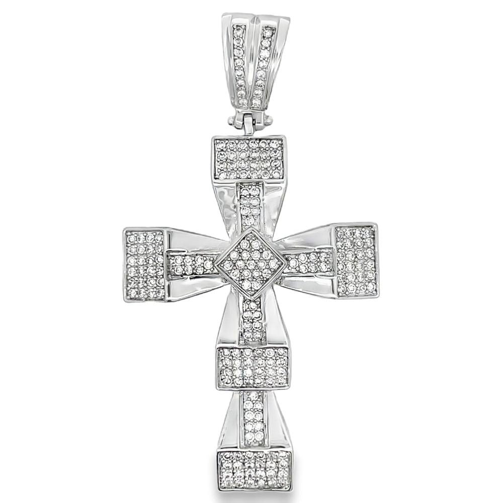 3D Effect Cross CZ Iced Out Pendant
