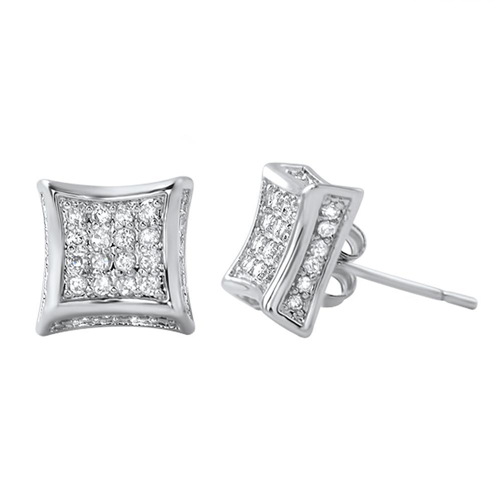 3D Kite CZ Micro Pave Earrings Rhodium