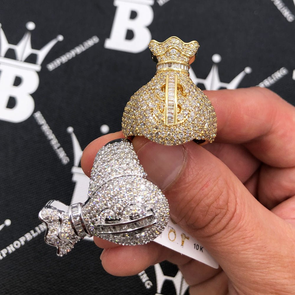 3D Money Bag Baguette Diamond Ring 4.25cttw 10K Gold