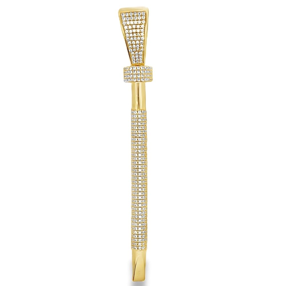 3D Nail Large CZ Pendant .925 Sterling Silver