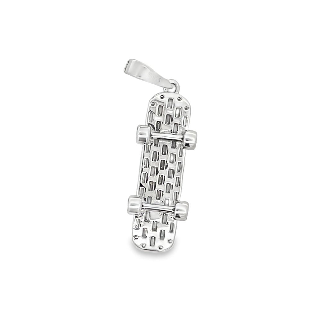 3D Skateboard Emerald Cut 2.65cttw VVS Moissanite Pendant .925 Silver