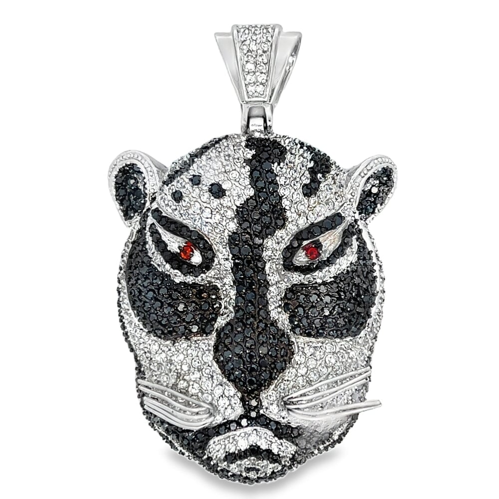 3D Tiger Face CZ Iced Out Pendant