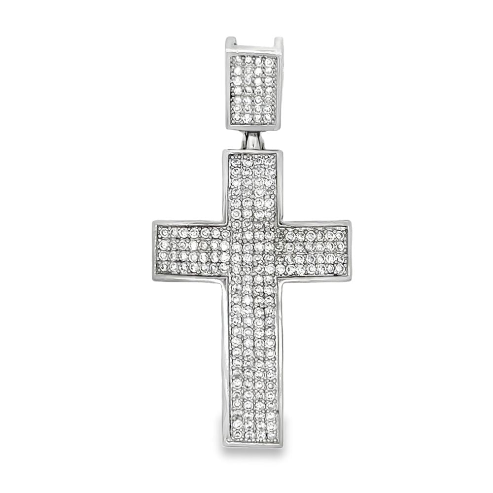 4 Row Cross Bling CZ Iced Out Pendant