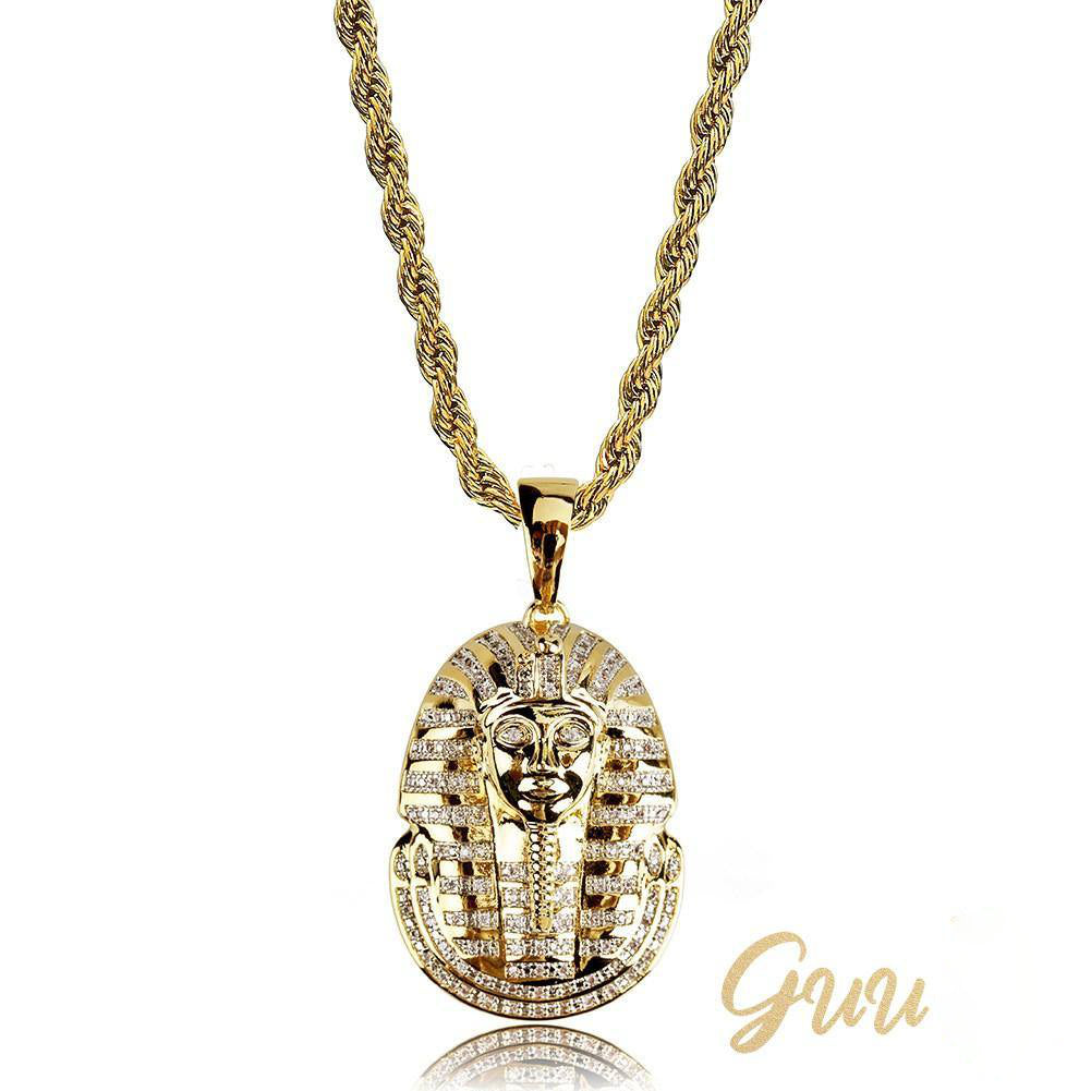 25mm Egyptian Pharaoh Head Hip Hop Cubic Zirconia Pendant # Rapper Chain