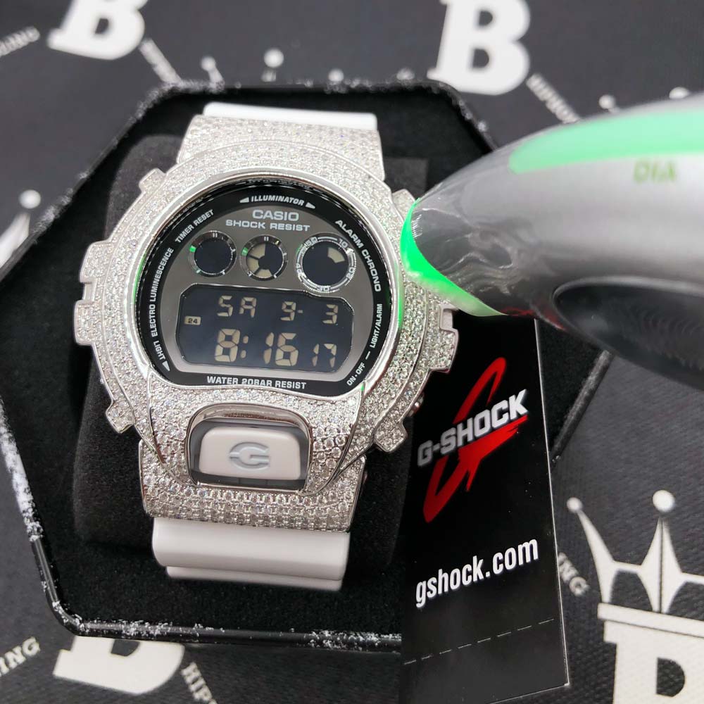 4.25 Carat Moissanite VVS Iced Out G Shock DW6900 Custom Watch