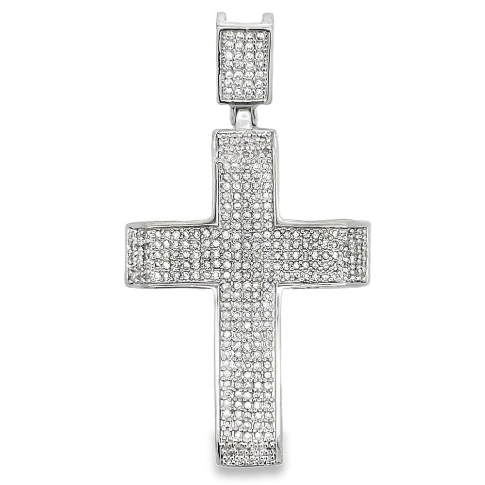 5 Row Cross Bling CZ Iced Out Pendant