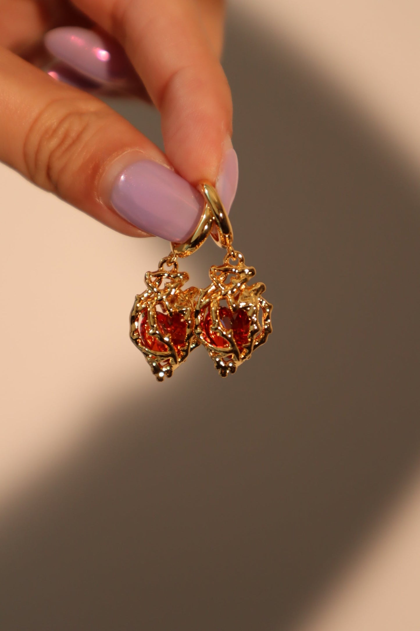 18K Real Gold Plated Heart Earrings