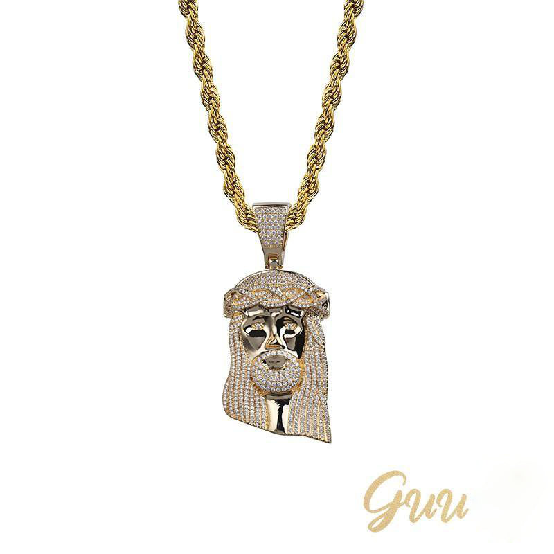 18K Gold-Plated AAA CZ Retro Jesus Pendant