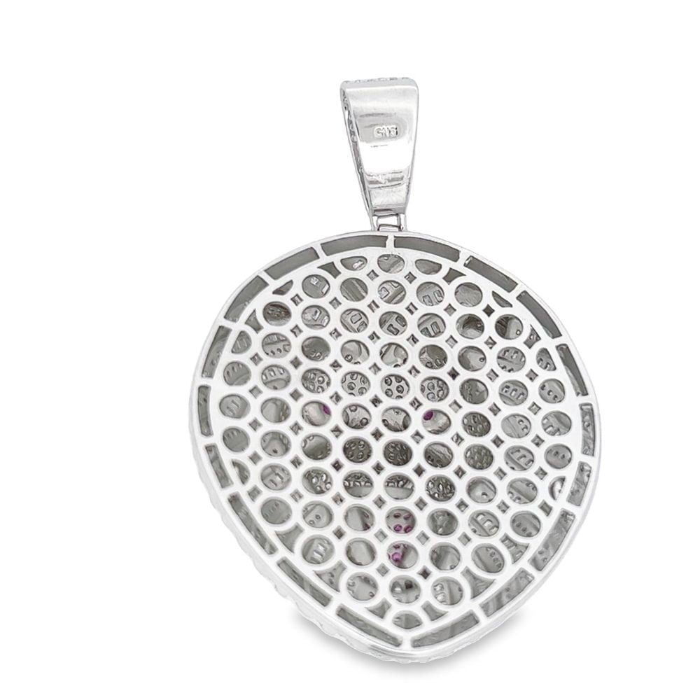 .925 Silver 3D Lion Face CZ Iced Out Pendant