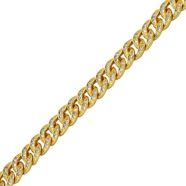 .925 Silver 8MM CZ Bling Bling Gold Cuban Links Chain