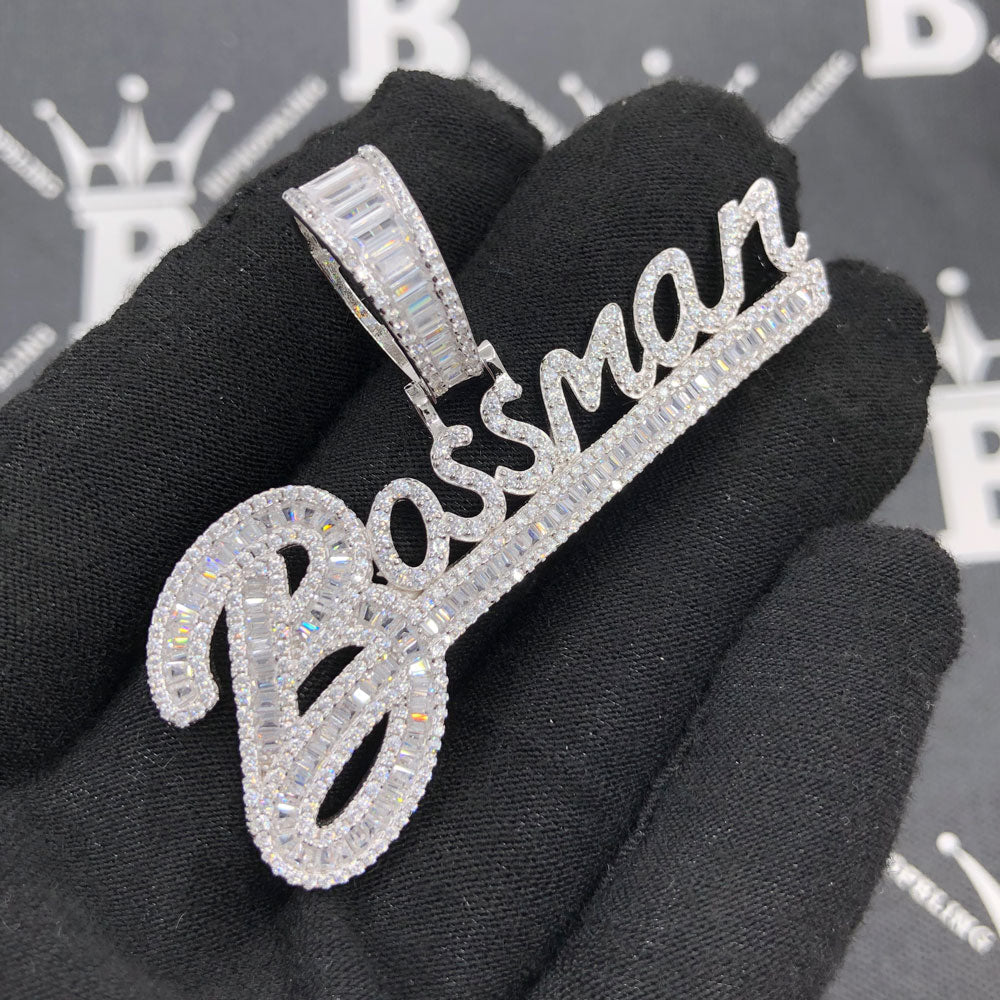 .925 Silver Bossman VVS CZ Iced Out Pendant