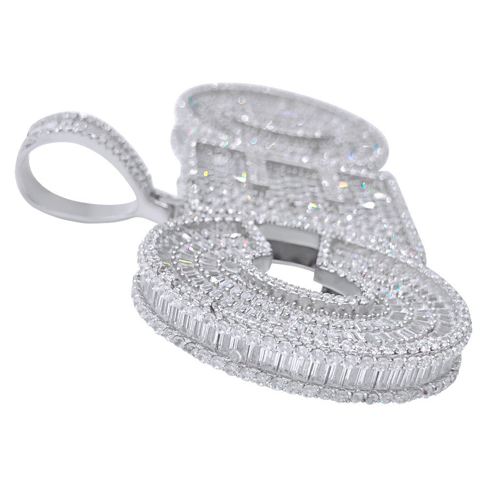 .925 Silver CEO 3D Baguette VVS CZ Iced Out Pendant
