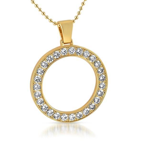 .925 Silver Circle 41MM Bezel CZ Bling Bling Pendant