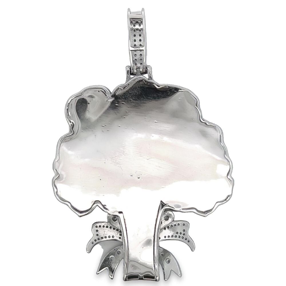 .925 Silver Rose Bouquet CZ Iced Out Pendant
