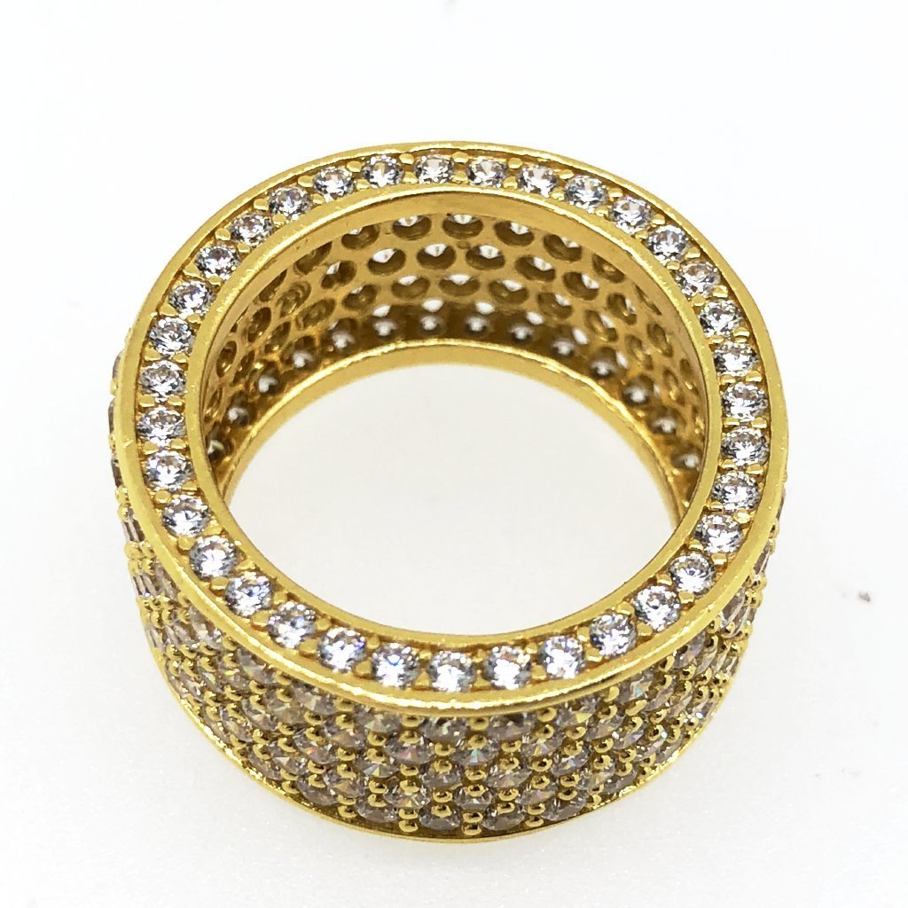 .925 Silver Thick 360 Eternity Band CZ Gold Bling Ring