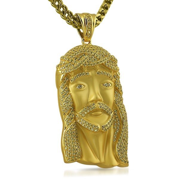 .925 Sterling Silver Large Jesus Piece CZ Pendant