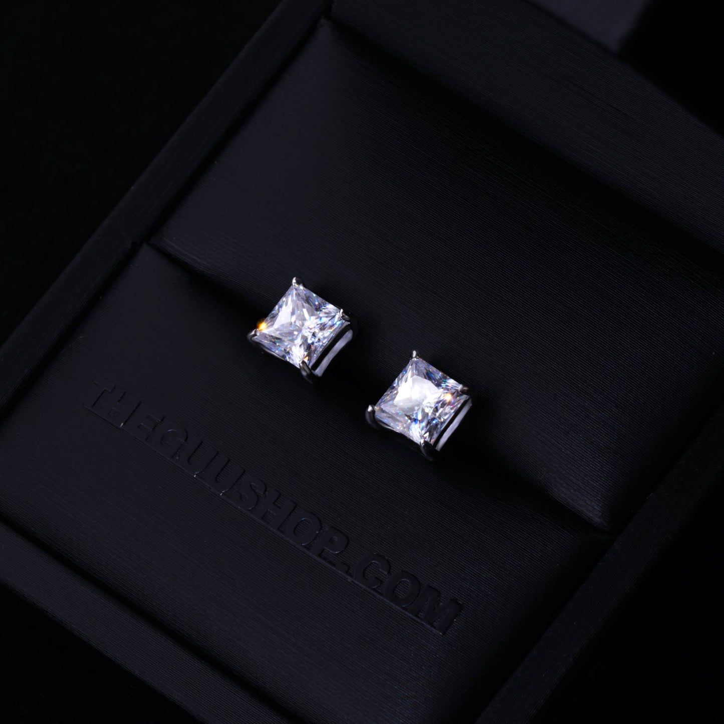 2.40 Carat VVS Moissanite Princess Cut Stud Earrings