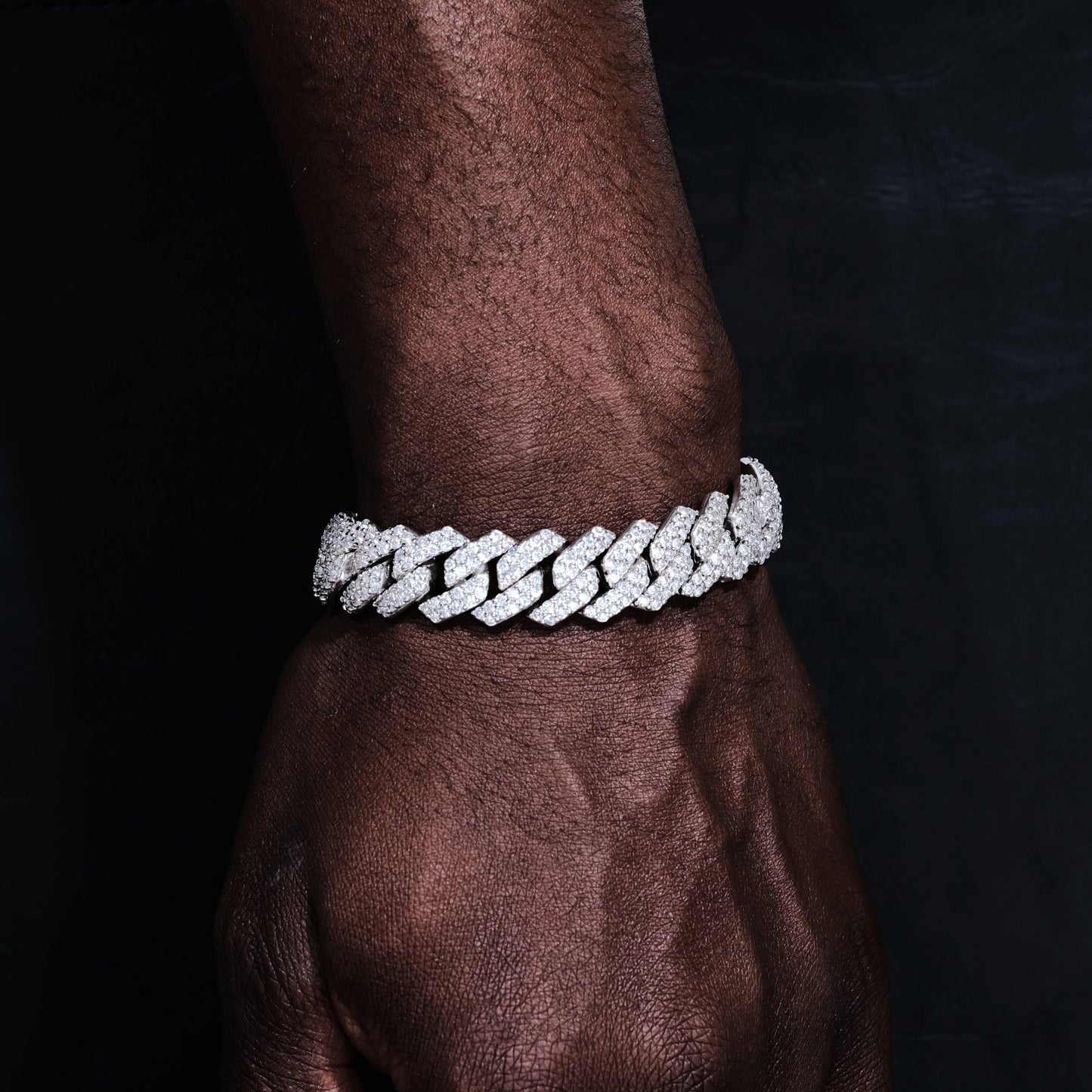 14mm Iced Prong Cuban Bracelet White Gold (Reward)