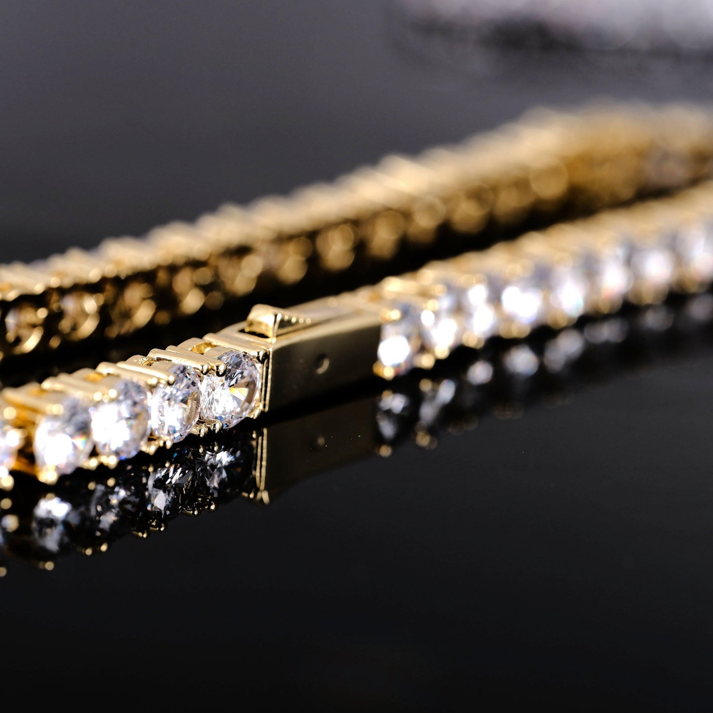 18k Gold-Plated 5mm AAA CZ Hip Hop Tennis Chain # Tennis Bracelet