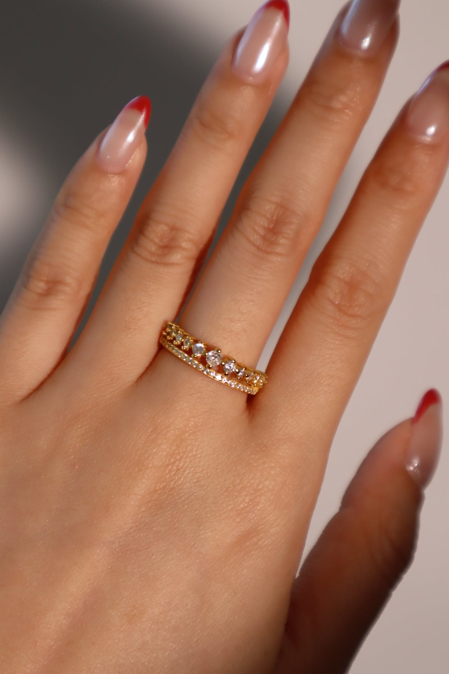 18K Gold Double Layer Diamond Ring