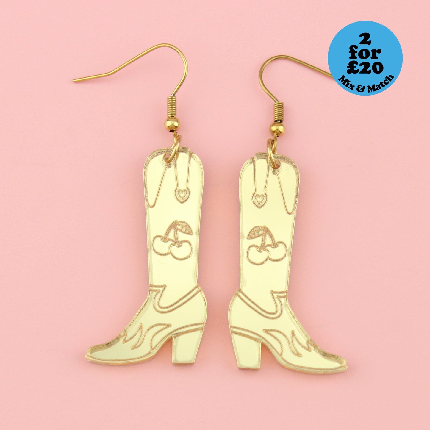 Working 9-5 Gold Cowgirl Boot Earrings