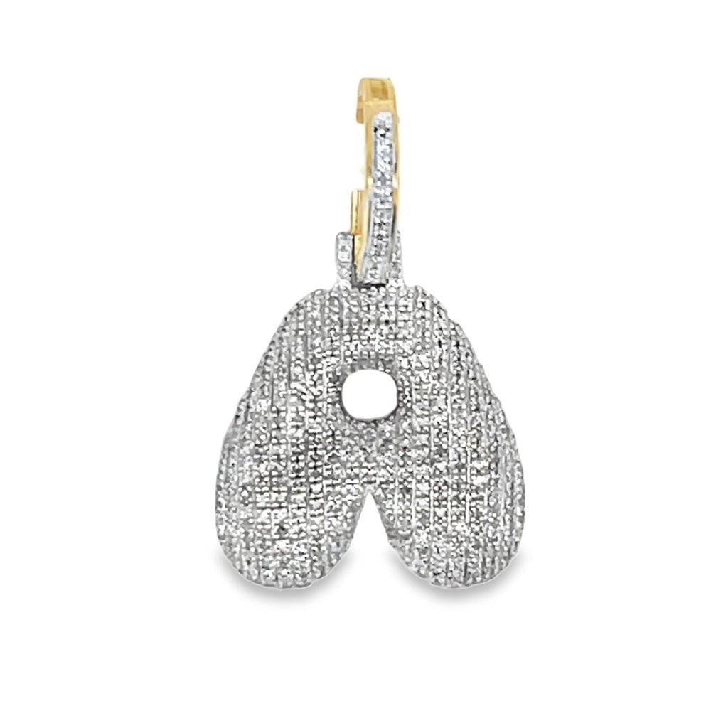 A Bubble Initial Diamond Pendant .48cttw 10K Yellow Gold