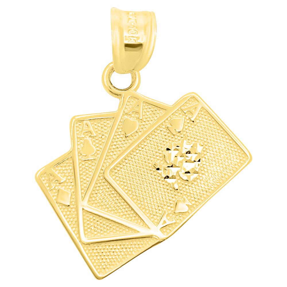 Ace 4 of a Kind Poker DC 10K Yellow Gold Pendant