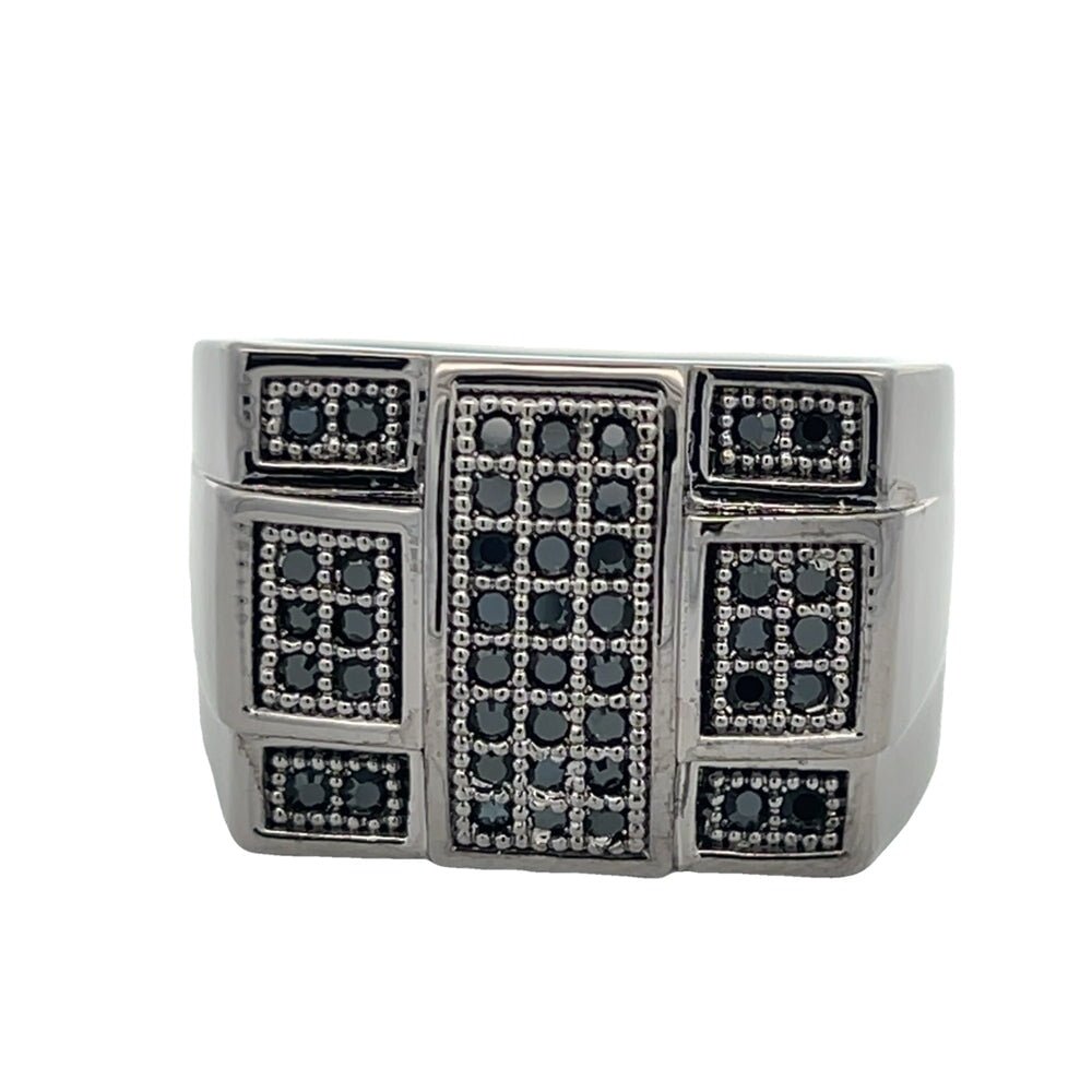 All Black Criss Cross CZ Ring .925 Sterling Silver