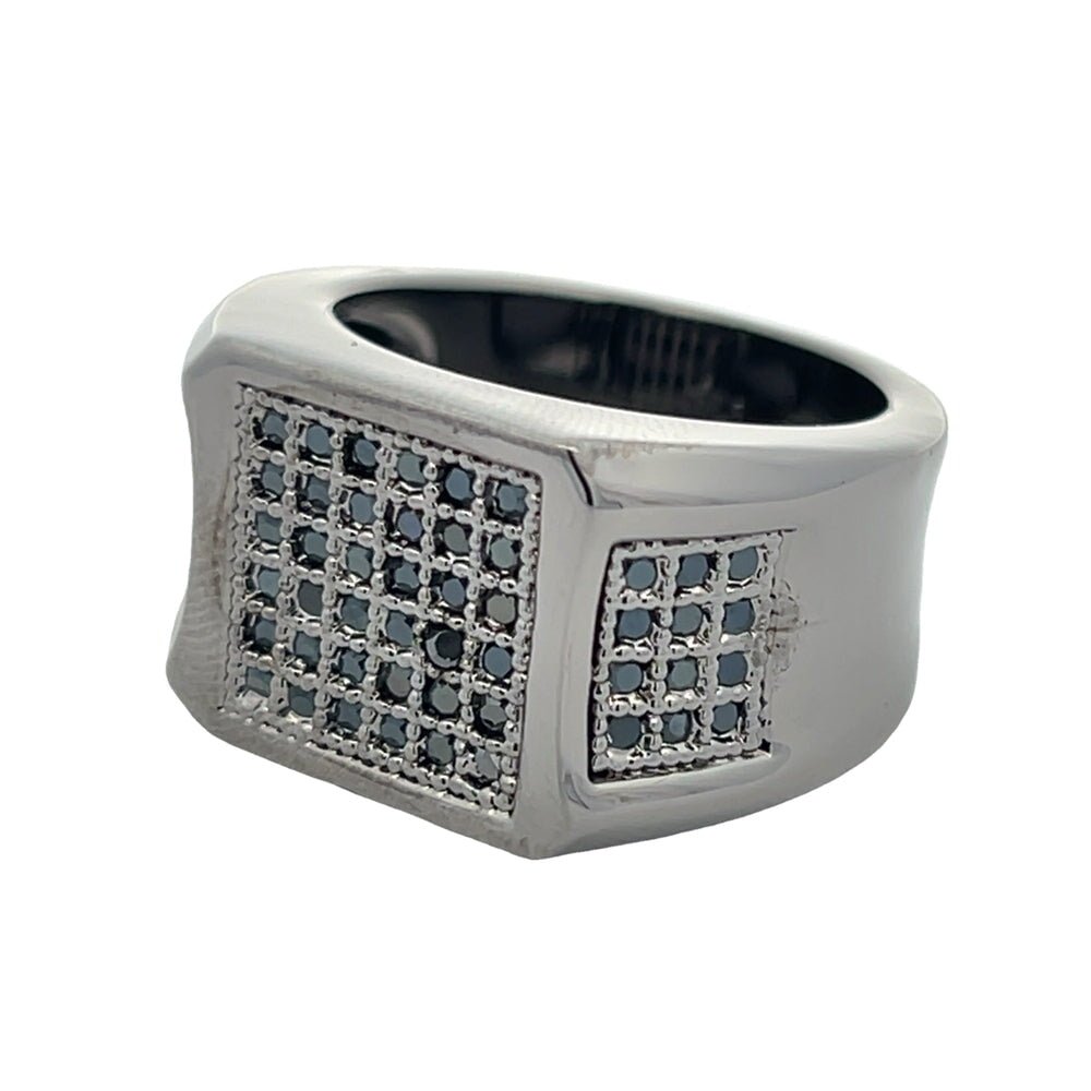 All Black Cube Ice CZ Ring .925 Sterling Silver