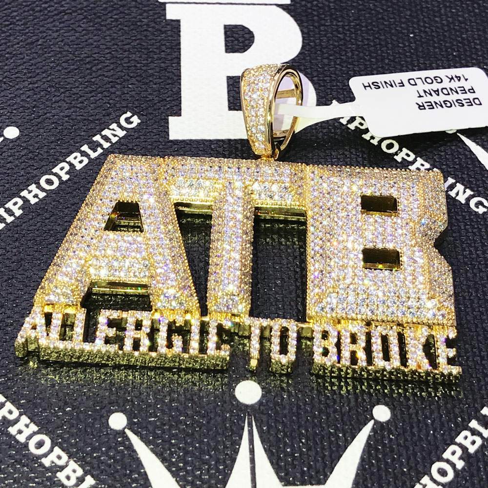 Allergic to Broke ATB CZ Hip Hop Bling Bling Pendant