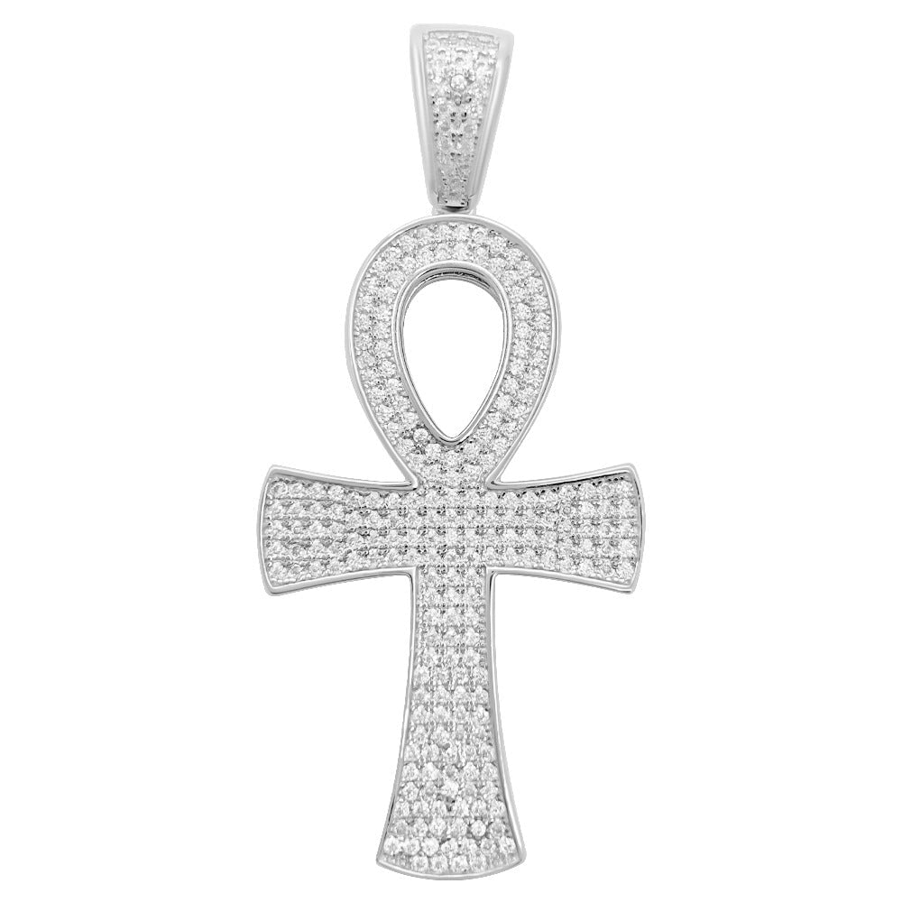 Ankh Cross Pave VVS Moissanite Pendant .925 Sterling Silver