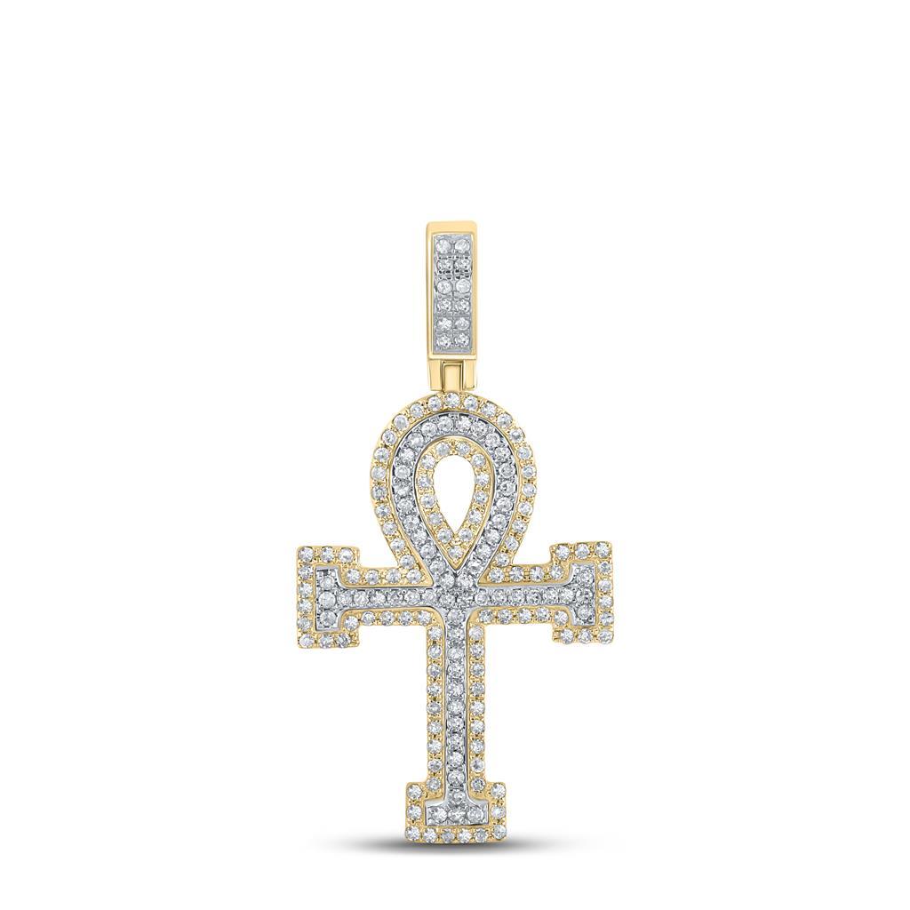 Ankh Layered Diamond Pendant .87cttw 10K Yellow Gold