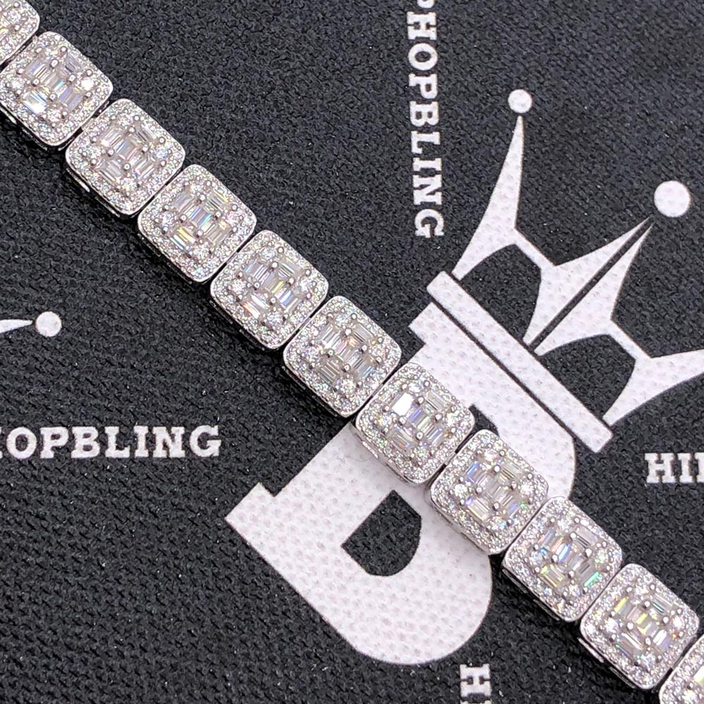 Baguette Cluster Moissanite Bracelet Iced Out .925 Sterling Silver