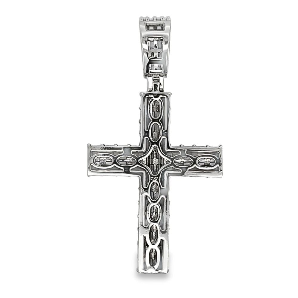 Baguette Cylinder Cross CZ Hip Hop Iced Out Pendant