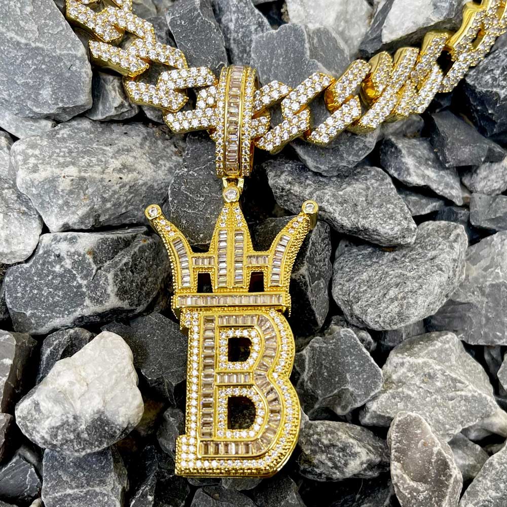 Baguette Hip Hop Bling Logo Pendant