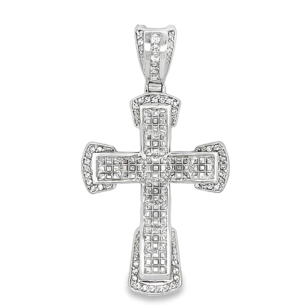 Baguette Millionaire Cross CZ Iced Out Pendant