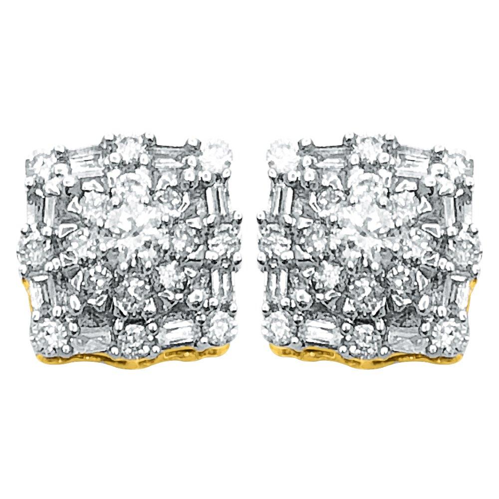 Baguette Snow Diamond Earrings .52cttw 10K Yellow Gold
