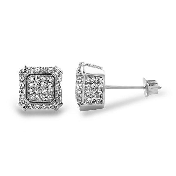 Ballers Hip Hop Rhodium CZ Bling Earrings