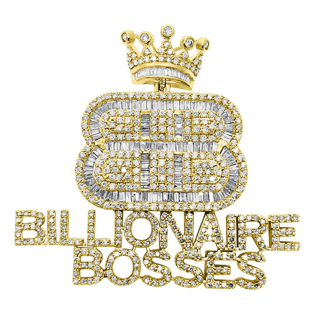 Billionaire Bosses Baguette Diamond Pendant 5.35cttw 10K Yellow Gold