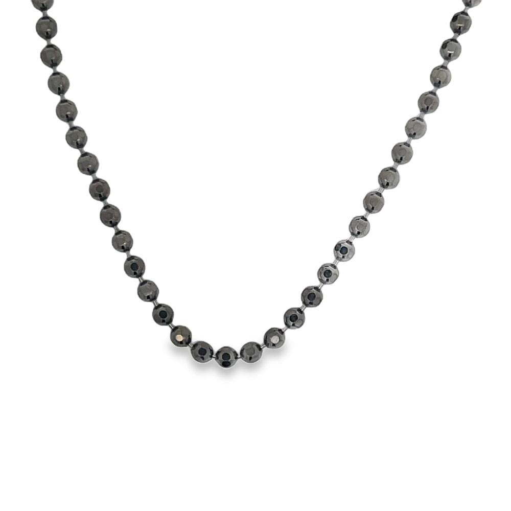 Black Disco Ball Cut 3MM Bead Chain .925 Sterling Silver