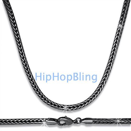 Black Foxtail Franco 4mm Necklace 36 Inches